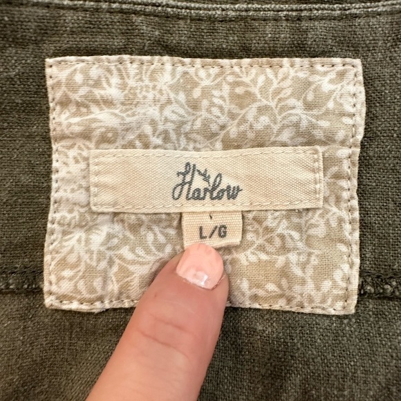 Harlow Olive V-Neck Blouse - Picture 4 of 8